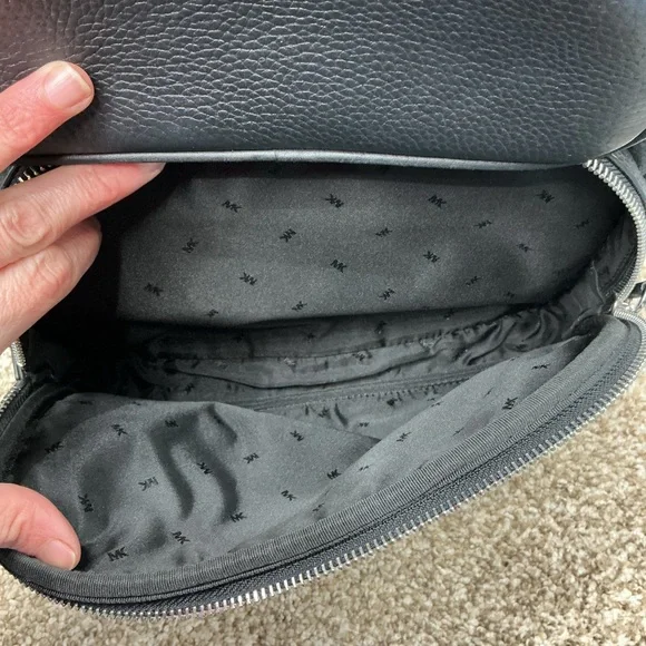 Michael Kors Black Pebbled Leather Multi-Pocket Backpack